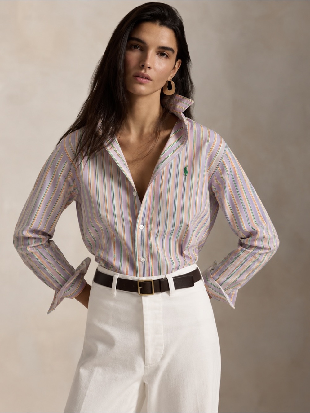 Ralph Lauren Pink Purple Striped Button Down Purple Polo Small